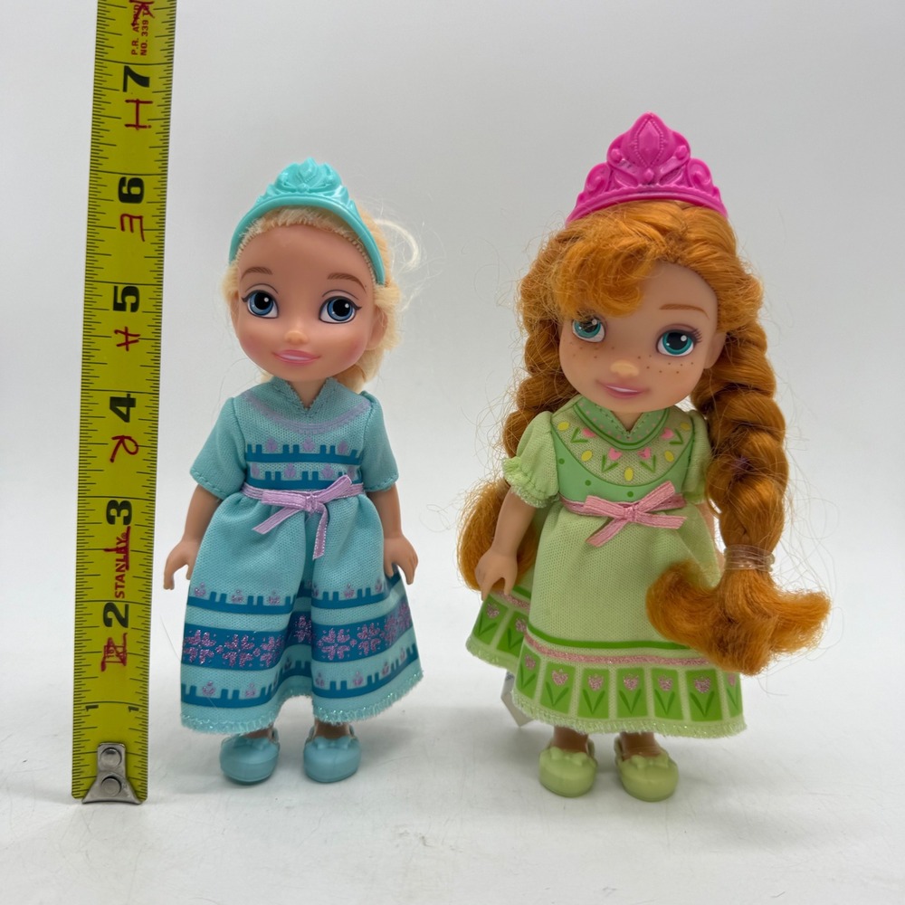 Disney Frozen Elsa and Anna Petite Dolls Blue Green Tiara Set Toys - Picture 2 of 3